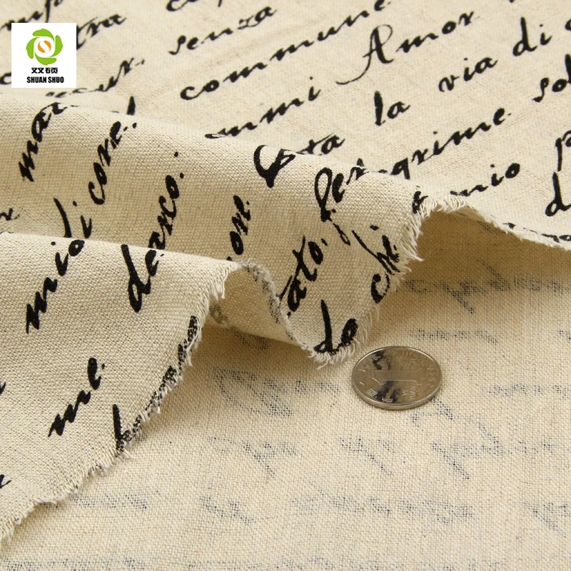 French Newspaper Design Cotton Line Fabric Tablecloths Curtain DIY Sewing For Home Decoration Handicraft