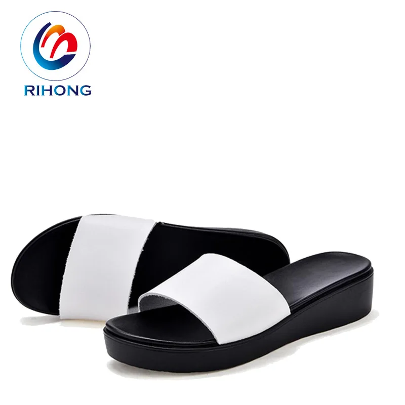 2021 Guangzhou slip on female size mix color custom genuine PU wedge ladies platform slide sandals