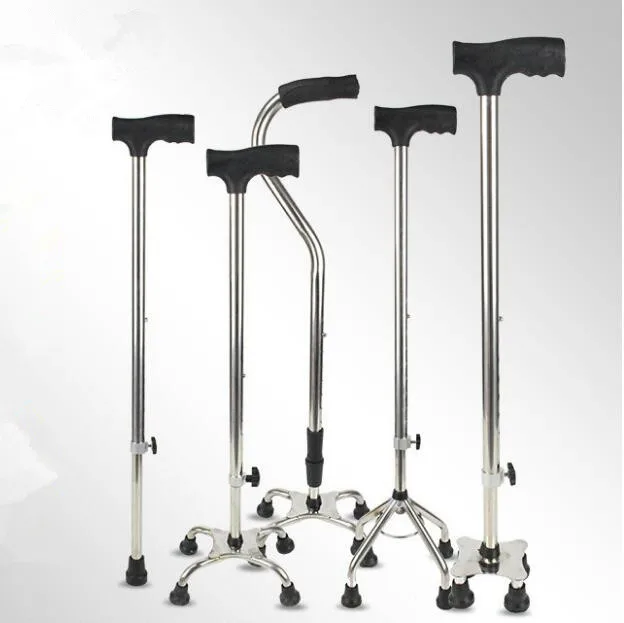 Medical aluminum walking stick four-legged handicapped walking cane
