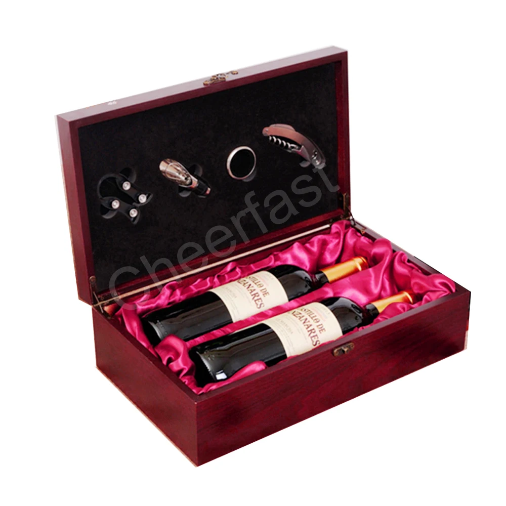 Awesome Double Bottle Wood Wine Packaging Box