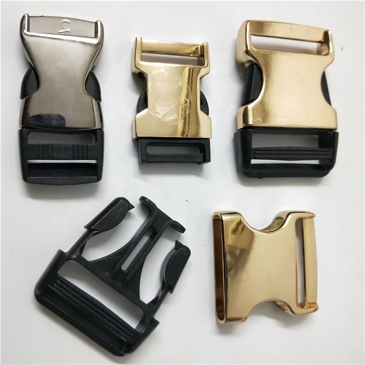 Alloy plastic side release metal belt Insert buckle Openable Safety Backpack spring lock buckle