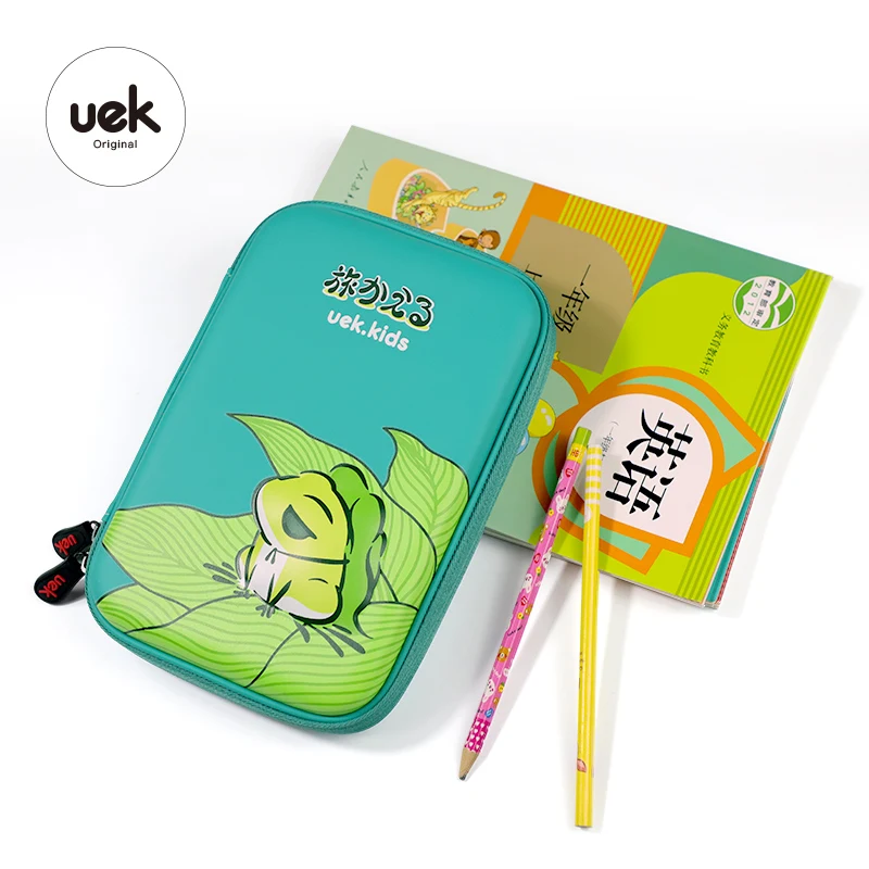 
UEK Kids Eva 3D Travel Frog pencil case for school children Stationery wholesale stationery kawaii 