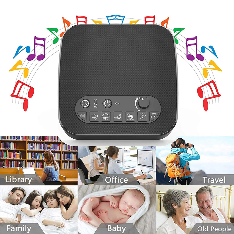 White Noise Sound Machine with7 Unique Non-Looping Fan 2019 Most Popular Portable Sleep aid