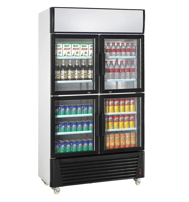 Vertical commercial chiller drink cooler 4 doors cooler