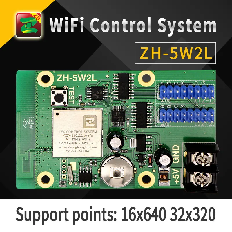 ZH-5W2L 2 Lines Led Display Single and Dual Color LED Sign Board WiFi Control Cards
