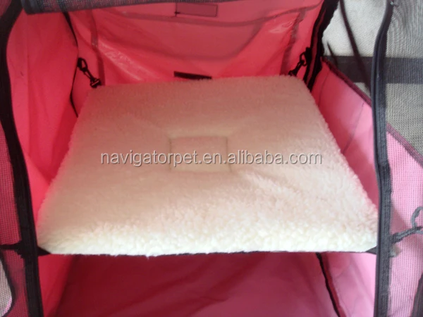 Pink Double Folding Pet Crate with Hammock