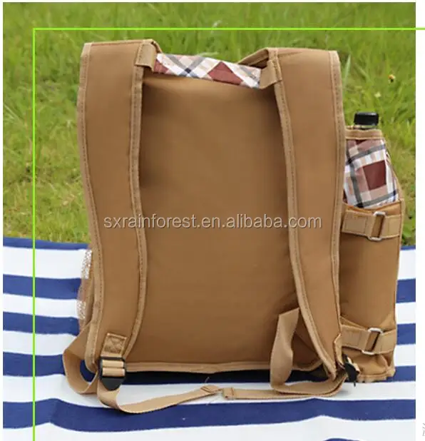 New Style fashional travel thermos backpack picnic bag 4 person with cutlery set