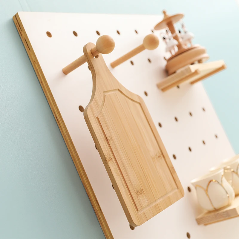 Wooden europe style tool shelf  white square plate display peg board