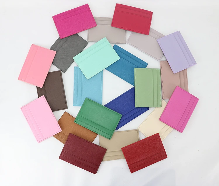 Hot sale stock product multi color leather card holder slim wallet