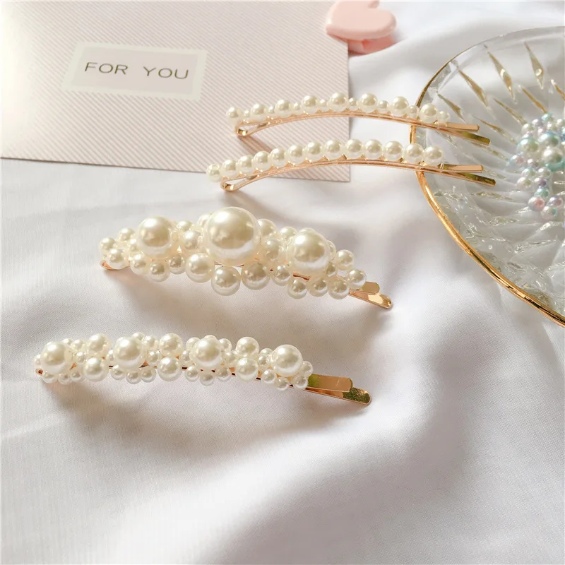 MR001 Barrette Jewelry American Korean fashion hairpin manual pearl beads Flower hair Clip delicate bobby pin for girl wholesale