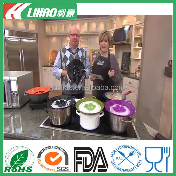 Reusable non-stick Silicone spill stopper lid with Food Grade standard