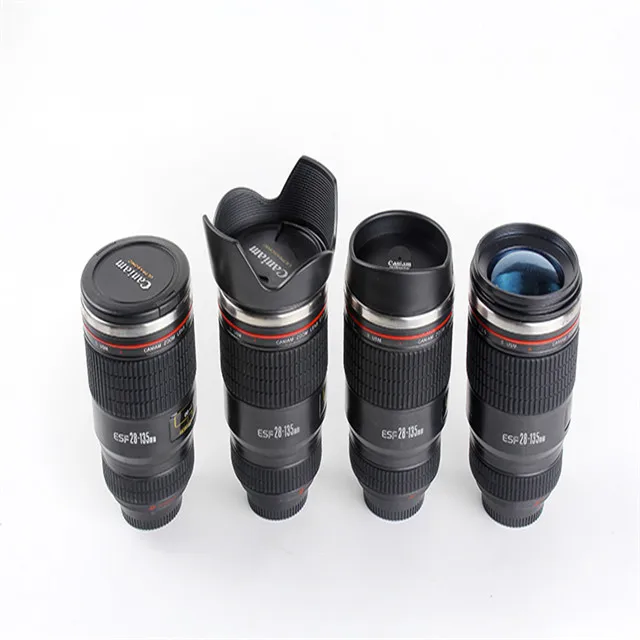 high quality and luxury travel camera lens mug with stainless steel inner