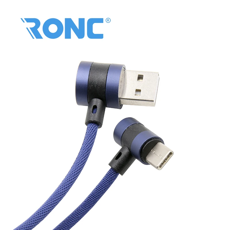 Зарядки передачи данных плетеный нейлоновый 90 градусов Micro USB кабель для телефона