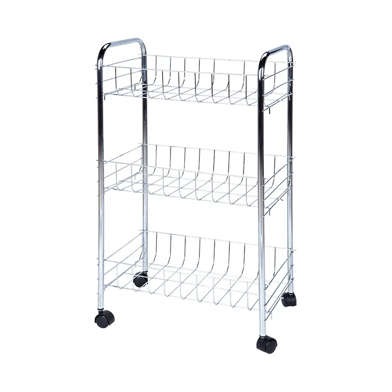 3 Tier Trolley Utility Rolling Cart with Large Storage and Wheels for Office Kitchen,Bedroom,Bathroom Food Storage Basket Stand