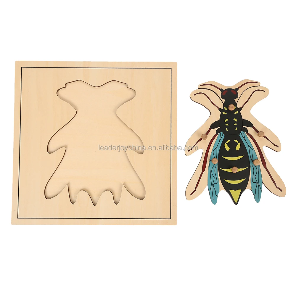 2020 high quality  educational material for montessori wooden wasp puzzle toys