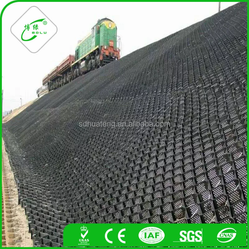 Plastic geocell core gravel stabilization grid