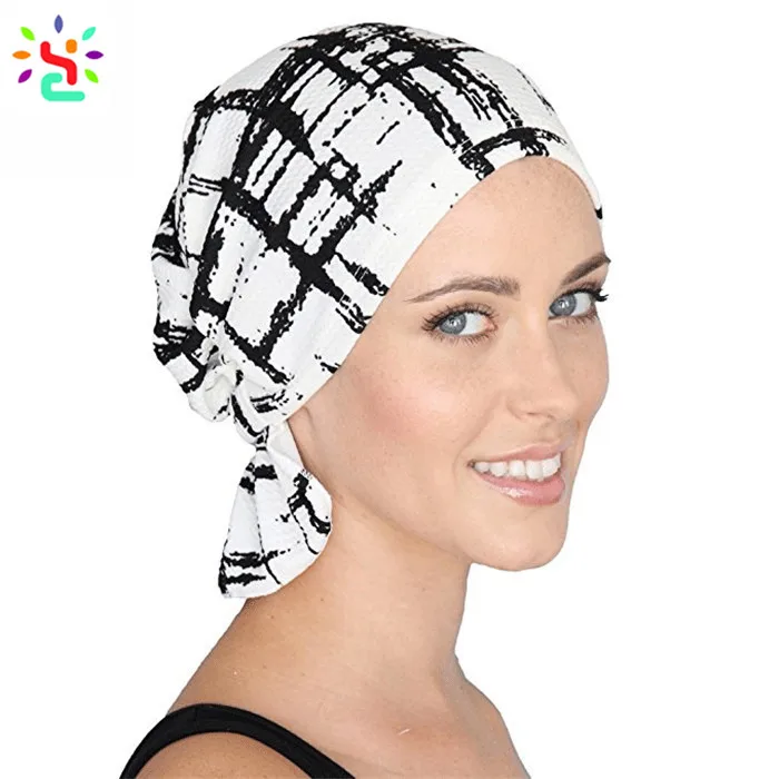 Womens chemo turban custom printed turban hat medical care beanie slouch cancer hats for chemo