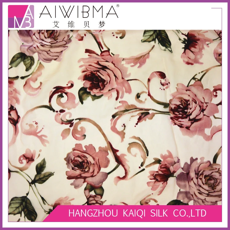 Flower Printed velvet fabric Nylon / Rayon burnout velvet fabric roll