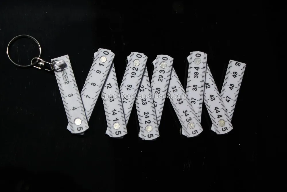 mini plastic folding ruler with key ring