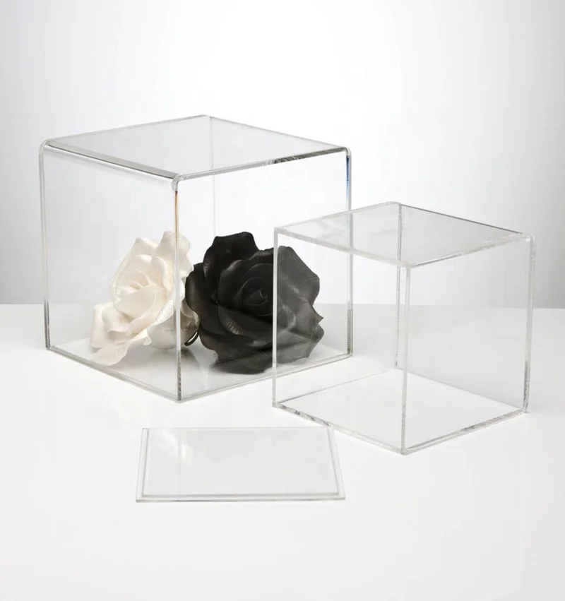 Clear Acrylic 5 Sided Display Cube Containers Perspex Cubes
