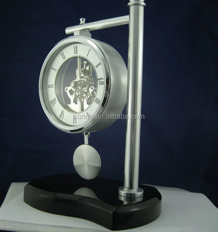 Pendulum Desktop Clock Mechanism Brass Wooden Skeleton Movement K3056P