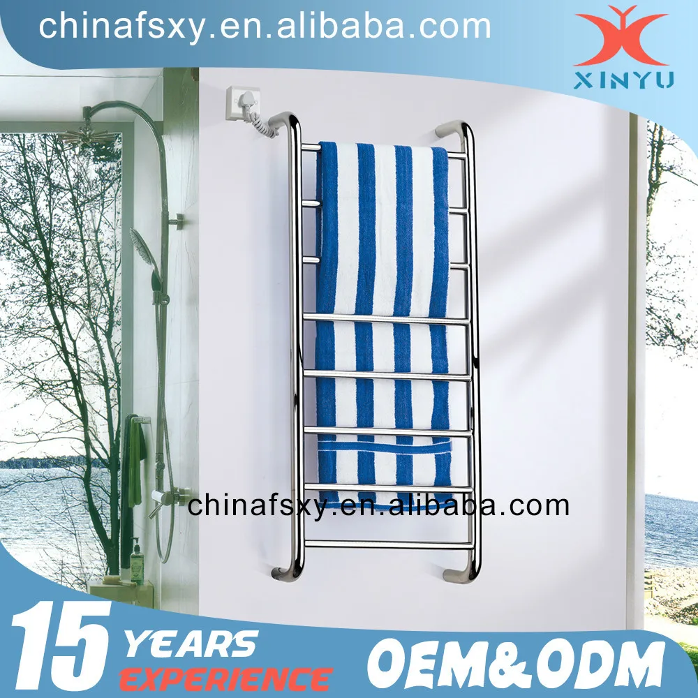 Towel rack vertical electric heated hotel style bathroom