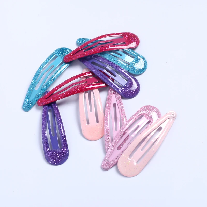 Wholesale 5cm Metal kids Barrettes Cute Hair pins Glitter Snap Hair Clips  For girls hair Accessories children  accesories