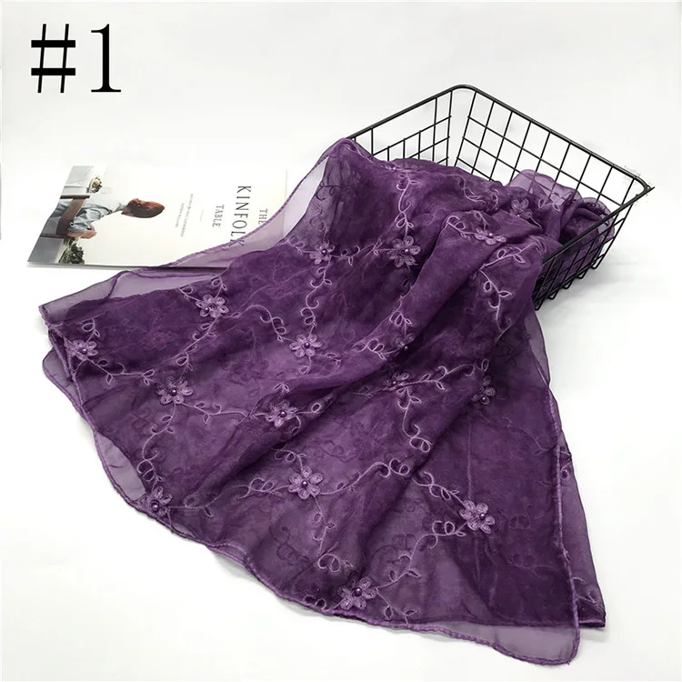 Hot sales national muslim  Arab Long Wrap high quality brede pearl  voile head cover