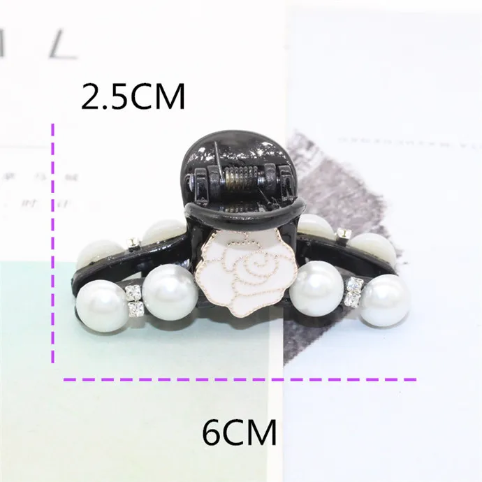 Hot Sell Women Camellia Flower Acrylic Rhinestone Pearl Plain Hair Claws