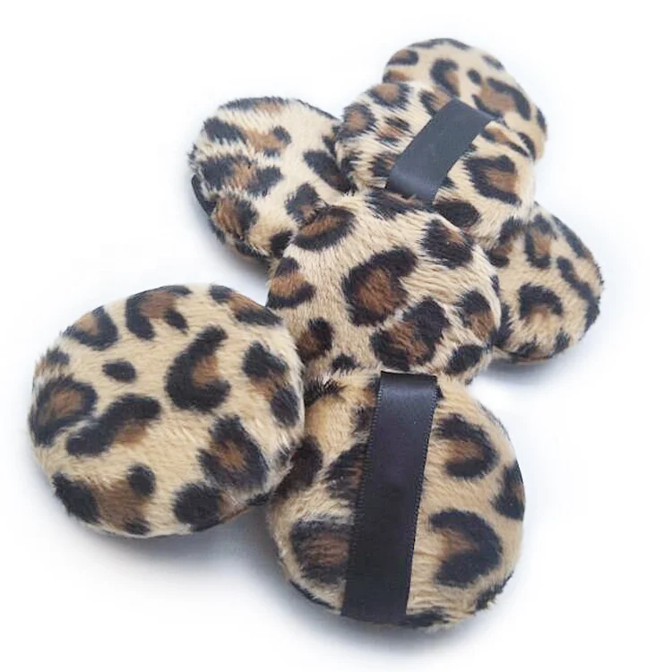 Factory wholesale 2019 New Arrival  Beauty Cosmetic Makeup Powder Puff Leopard Print lovely Fluffy puff