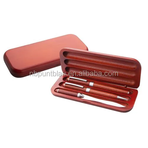 Popular nmultifunction wooden pen set with ballpoint pen,fountain pen and letter opener in gift box