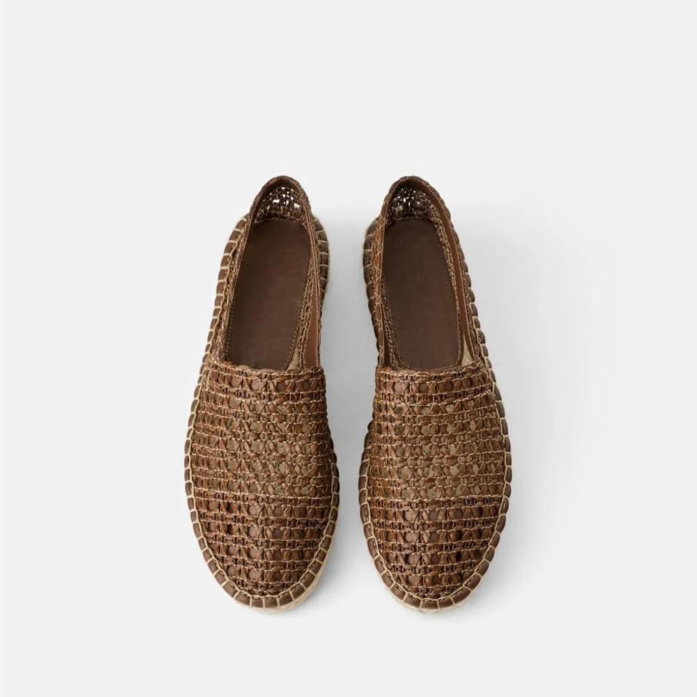 MANRINO-0260 коричневый цвет слипоны пеньковая веревка ткань мягкая толстая подошва резиновая Вязаная Шерсть Верхняя женская плоская обувь рыбака