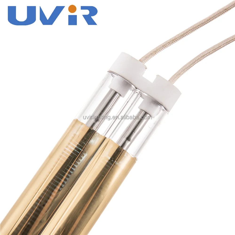 Quartz Tube Halogen Solar Powered Heat Lamp 2KW Medium Wave Twin Tube IR Emitter Gold/white