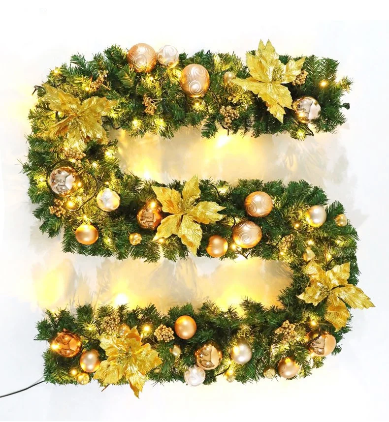 
Prelit luxury led christmas garland with Balls, Flowers and bows 9 feet - Green 