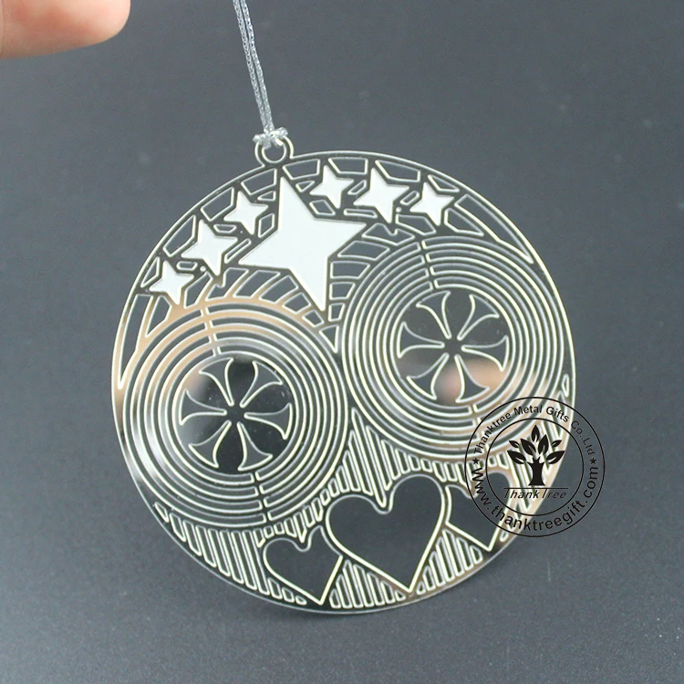 
2018 new hot custom etched mirror finish stainless steel Christmas ornaments 