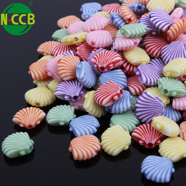 Wholesale mixed color sea shell acrylic spacer nigeria beads in bulk for kids necklace cheap jewellery