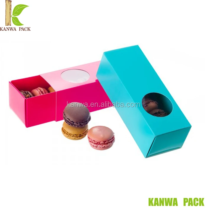 biodegradable nature kraft paper macaroon box with clear window