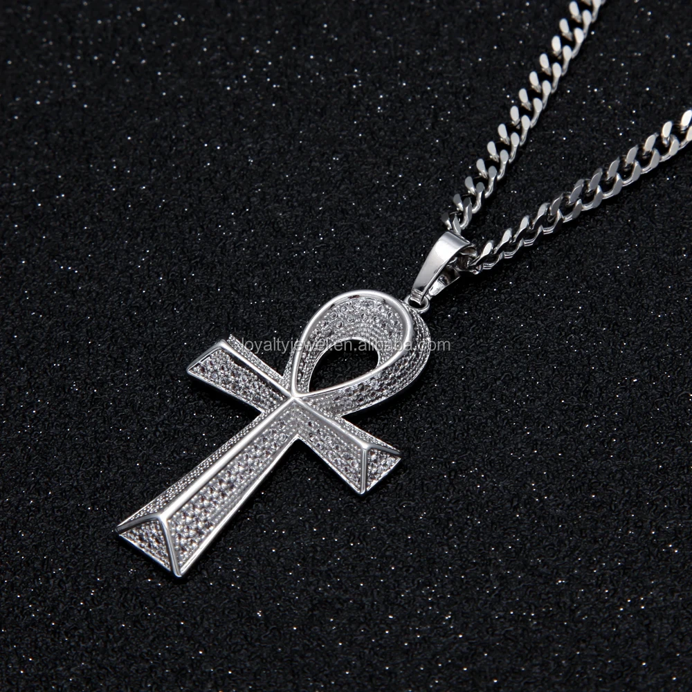 LOYALTY Silver Egyptian Ankh Key Of Life Cross Pendant Men Necklace