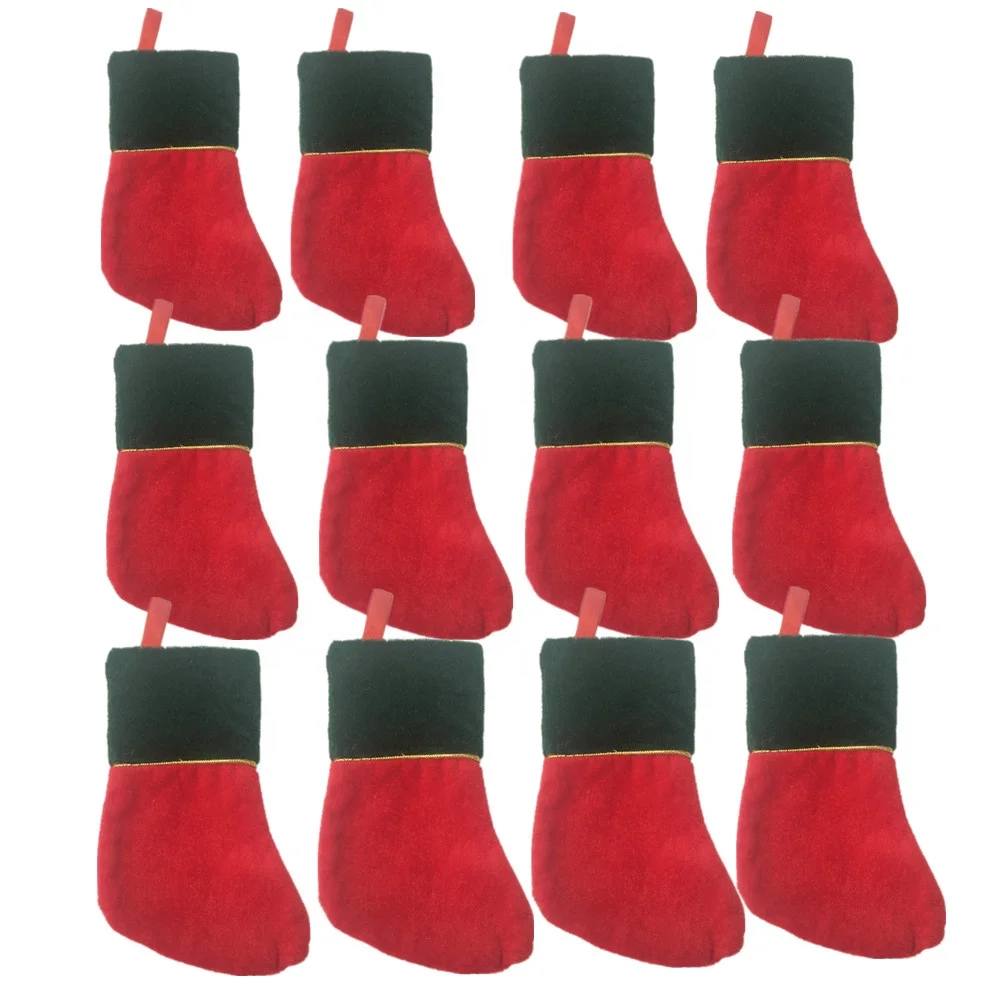 12 шт./упаковка бархатные Классические мини-чулки для рождественской елки