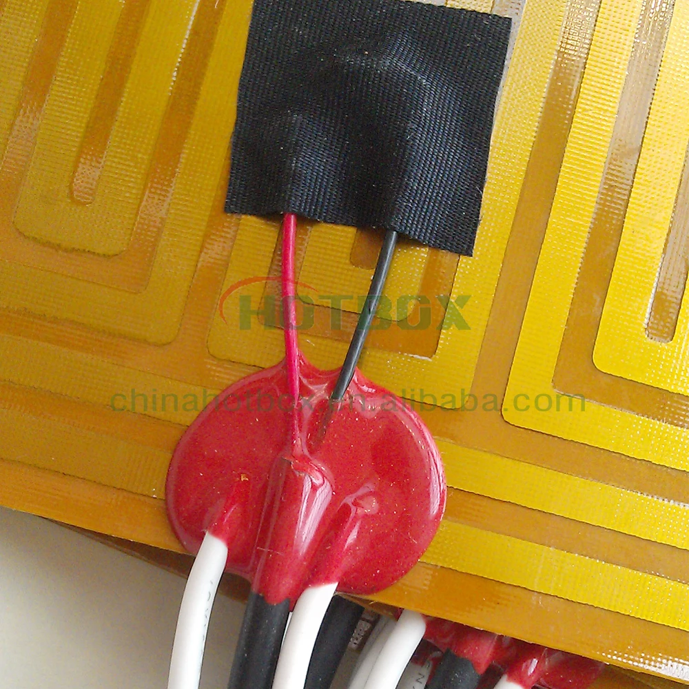 
Kapton polyimide thin film heater 100*100mm surface with adhesive on a face 12V 90W with 400mm lead wire and 100k thermistor 