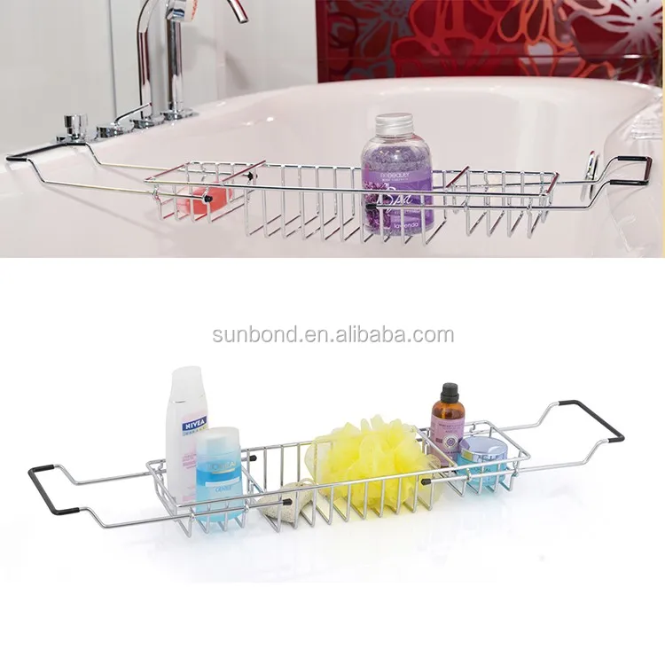 
Bathroom adjustable stainless steel shower bath caddy 