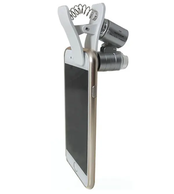 NO.9882-W LED Illuminated Mini 60X Microscope for Smartphone