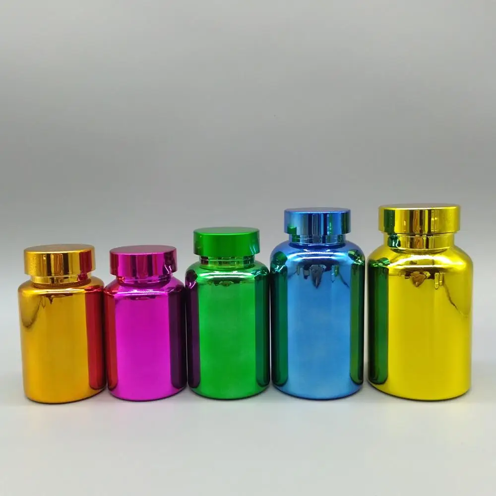 High-end custom-made 100ml 120ml 150ml Gold Plating PET Plastic Bottles Capsule Bottles Container Aluminum Bottle