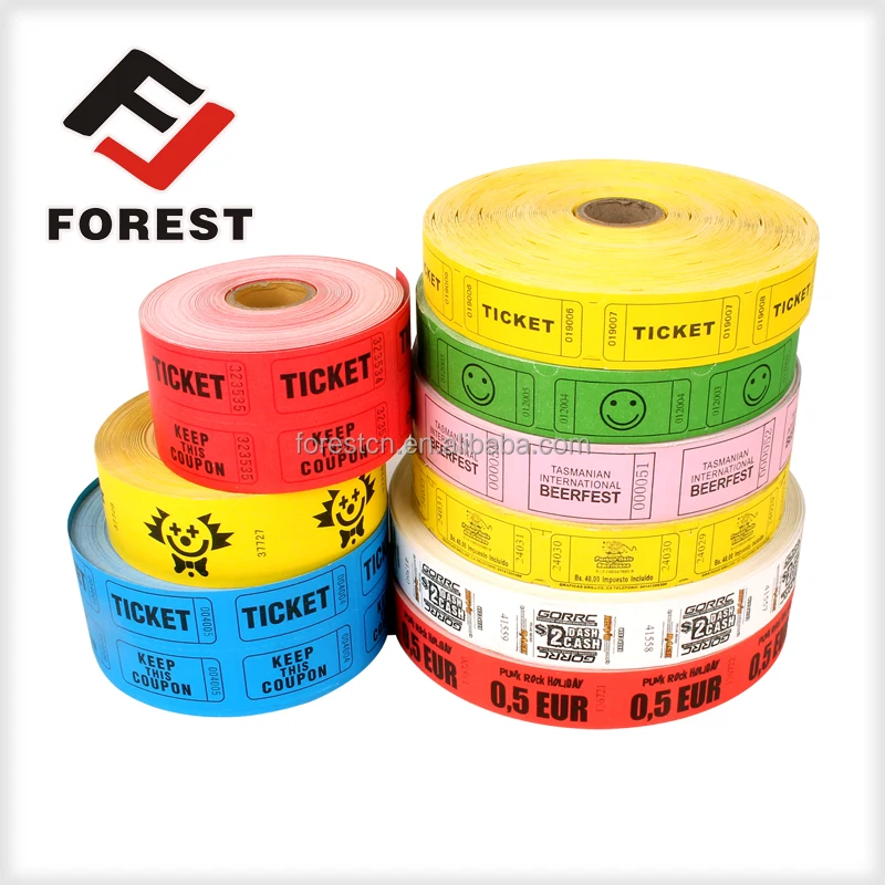 raffle ticket/coupon ticket roll paper, printing redemption ticket roll