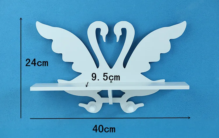 G0228 carved lovely swan commodity shelf white wooden wall shelf wall mount bracket hook kids room decoration towel bracket