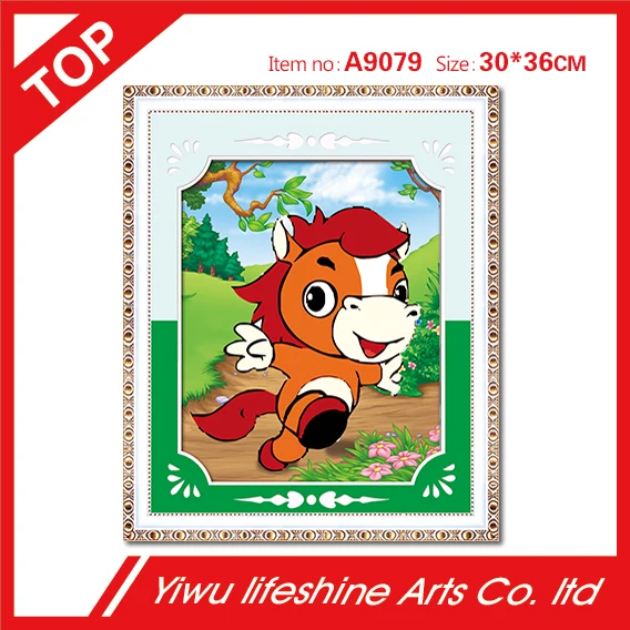 12 Chinese zodiac signs happy horse 5D diamond painting mosaic needlework cartoon animal picture for children cross stitch