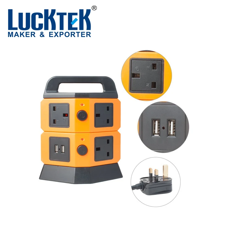 Multiple Socket European USB Charger Power Plug Extension Tower Power Strip