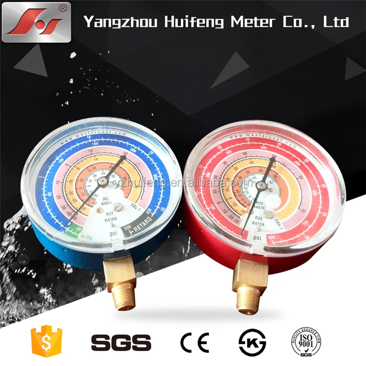 HF Y80 80mm Freon high quality steel case refrigeration R22 R407C R32 R410 pressure gauge