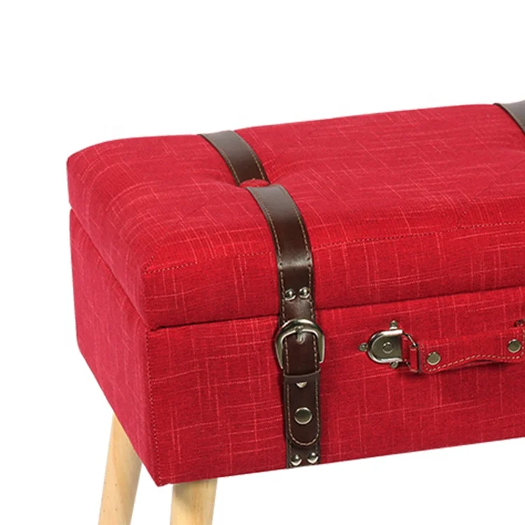 FYTCH Manufacturer New Design Suitcase Fabric Seat Pouf With Leather