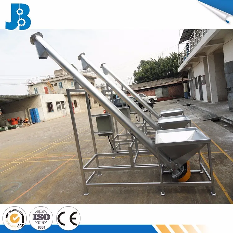 
industrial conveyors carbon steel inclined screw conveyor with feeding hopper for grain and powder 